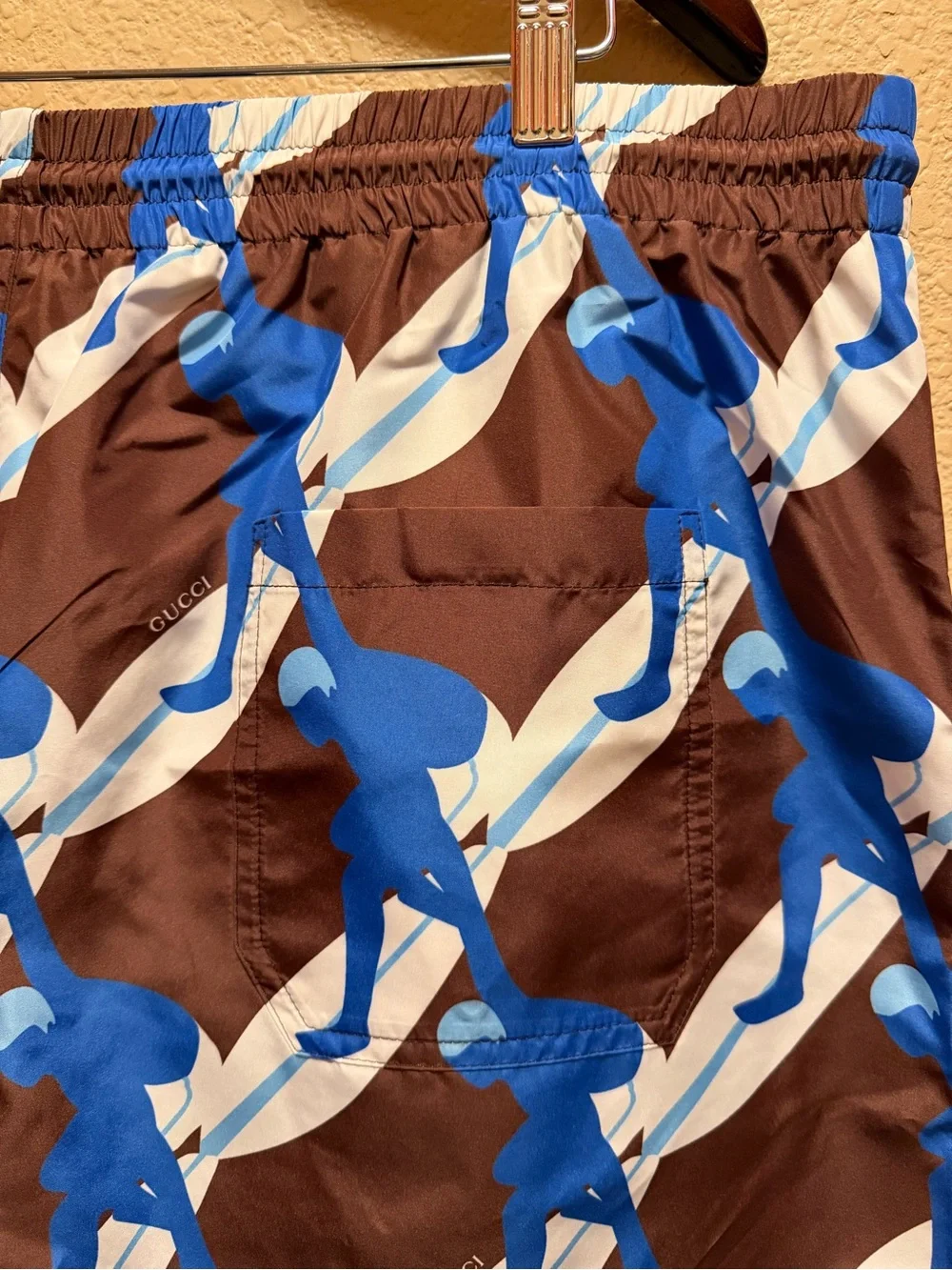 New Gucci Logo Swim Shorts Brown Size 56 / US XL 36 - 42 Waist
